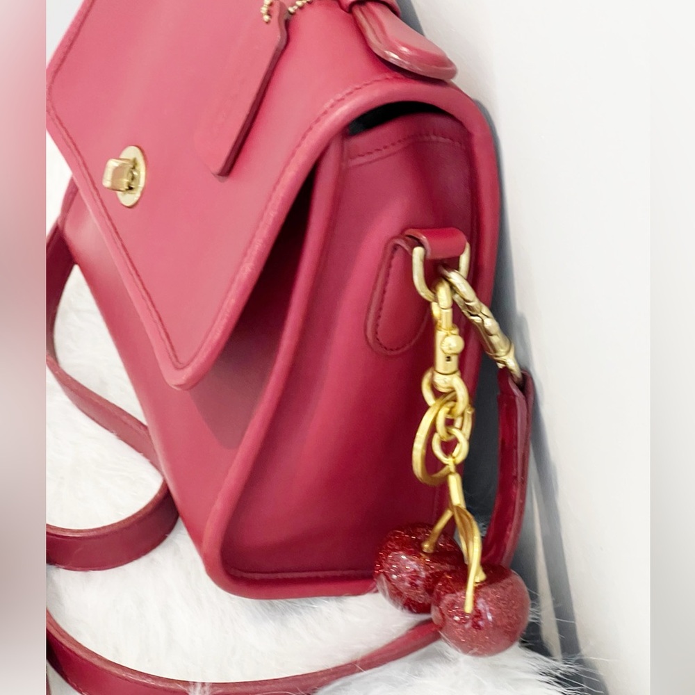 Coach Court Vintage Crossbody Bag Color Red 9870 - Picture 9 of 15
